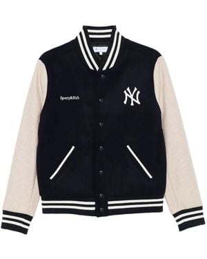 Sporty & Rich Bomberjacke mit Logo-Stickerei - Blau