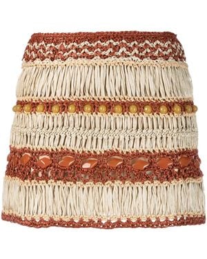 Alberta Ferretti Layered Crochet Skirt - Natural