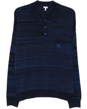 Loewe Maglione A Righe Con Logo - Blu