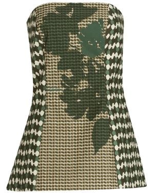 Silvia Tcherassi Schulterfreies Astor Top mit Print - Grün