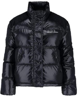 Sporty & Rich Quilted Velvet-Panel Jacket - Black