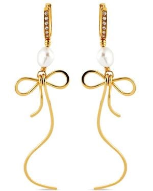 Marni Bow Pearl Earrings - Metallic