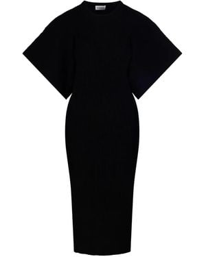 P.A.R.O.S.H. Ribbed Round-Neck Midi Dress - Black