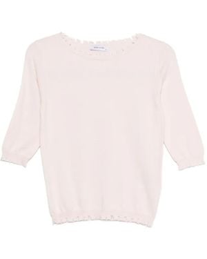 Philo-Sofie Cashmere Scalloped Short-Sleeve Sweater - Pink
