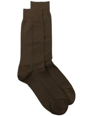 ZEGNA Tonal-Stitching Socks - Brown