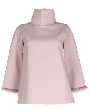 Herno Resort Feather-Detail Funnel-Neck Top - Pink