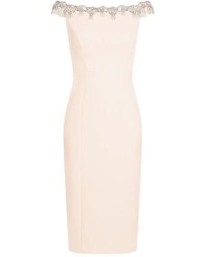 Jenny Packham Valorie Beaded Off-Shoulder Midi Dress - White
