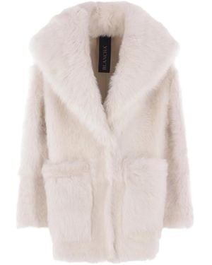 Blancha Abrigo Con Cuello Ancho - Blanco