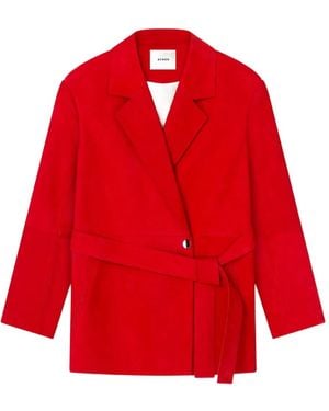 Aeron Leather Belted Jacket - Red