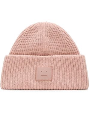 Acne Studios Face Logo Beanie - Pink