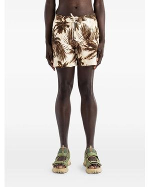 Moncler Palm-Print Swim Shorts - Natural