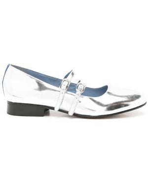 Blue Bird Shoes メタリック フラットシューズ - ホワイト