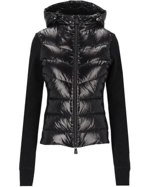 Moncler Quilted-Panel Drawstring Hoodie - Black