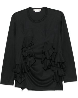 Comme des Garçons Ruffled Long-Sleeve T-Shirt - Black