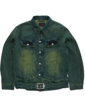 Simone Rocha Belted-Waist Denim Jacket - Green