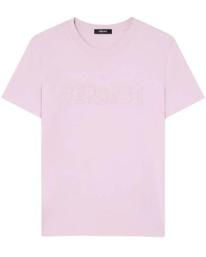Versace Fringed Logo T-Shirt - Pink