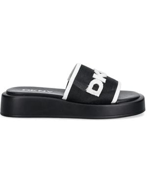 DKNY Logo Flatform Slide - Black