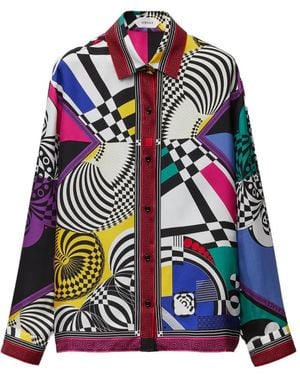 Versace Printed Silk Twill Shirt - White