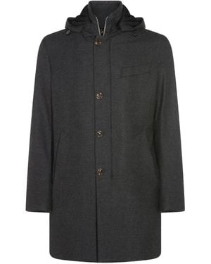 Montecore Hooded Button Coat - Black