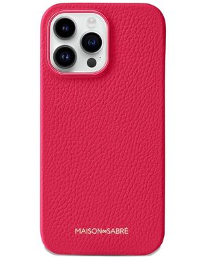 Maison De Sabre Textured-Leather Iphone 14 Pro Phone Case - Pink