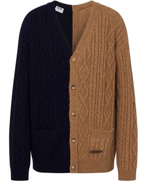 Moschino Cable-Knit Two-Tone Cardigan - Blue
