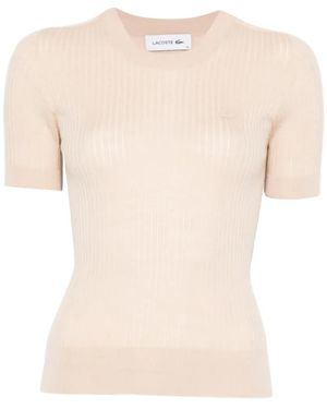 Lacoste Ribbed Logo-Patch T-Shirt - White