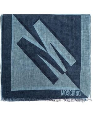 Moschino Logo-Print Scarf - Blue