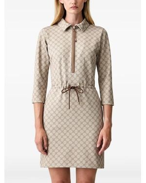 Joop! Monogram-Print Drawstring-Waist Mini Dress - Natural