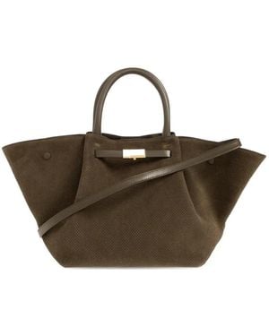 DeMellier Midi New York Perforated Suede Tote Bag - Brown