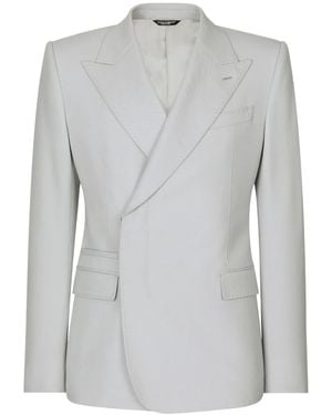 Dolce & Gabbana Single-Breasted Wool Blazer - Grey