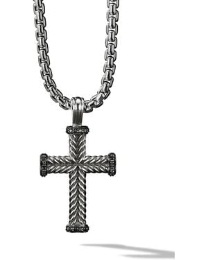 David Yurman Sterling Chevron Cross Pendant (33.5Mm) - White