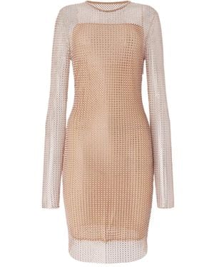 Genny Embellished Mesh Dress - Natural