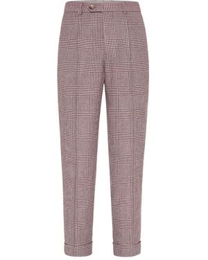 Brunello Cucinelli Pleated Cotton-Cashmere Blend Trousers - Purple