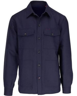 Isaia Hemdjacke Mit Kontrastnähten - Blau