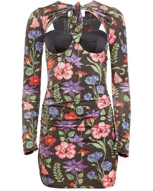 Fleur du Mal Wildfleur Balconette Mini Dress - Black