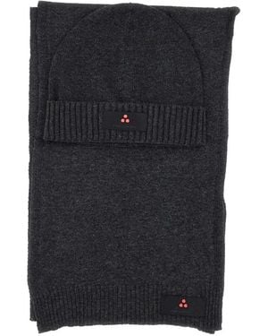 Peuterey Set De Bufanda De Canalé Con Logo - Negro
