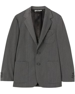 Palm Angels Logo-Embroidered Blazer - Black