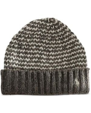 Polo Ralph Lauren Striped Wool-Blend Beanie - Grey