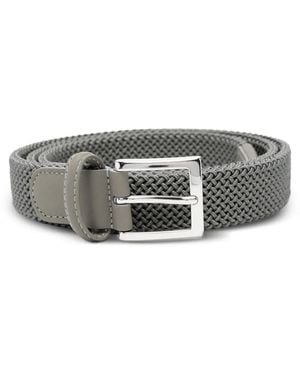 Kiton Cinturón Trenzado Con Ribete De Cuero - Gris