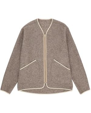 Fortela Sherpa Herringbone Zip-Up Jacket - Natural