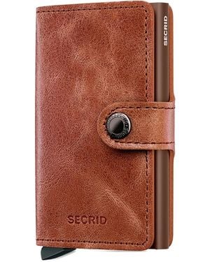 Secrid Leather Button Cardholder - Brown