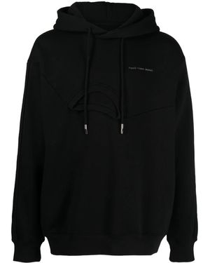 Feng Chen Wang Logo-Embroidered Layered-Detail Hoodie - Black