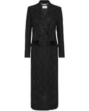 Philipp Plein モノグラム ビジュー ダブルコート - ブラック
