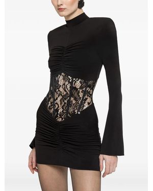 Nissa Lace-Panel Mini Dress - Black
