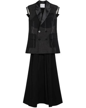 Sacai Veston À Boutonnière Croisée - Black