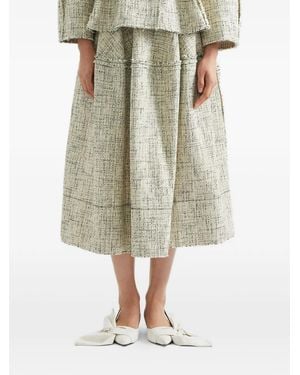 Erdem Ruffled Midi Skirt - Natural