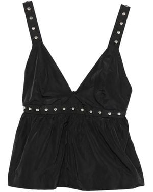 Liu Jo Stud-Embellished V-Neck Top - Black