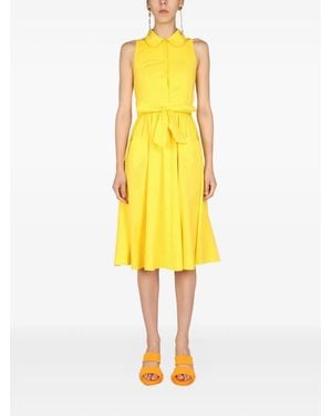 Moschino Tie-Fastening Polo-Collar Midi Dress - Yellow