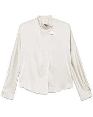 forte_forte Silk Blend Long-Sleeved Shirt With Tassel Detail - White