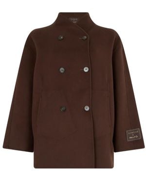 Slowear Double-Breasted High-Neck Coat - Brown